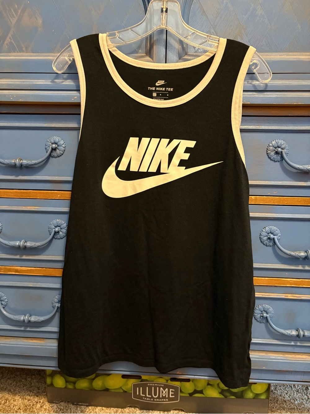 Nike Black Tank Top with White Logo and Trim